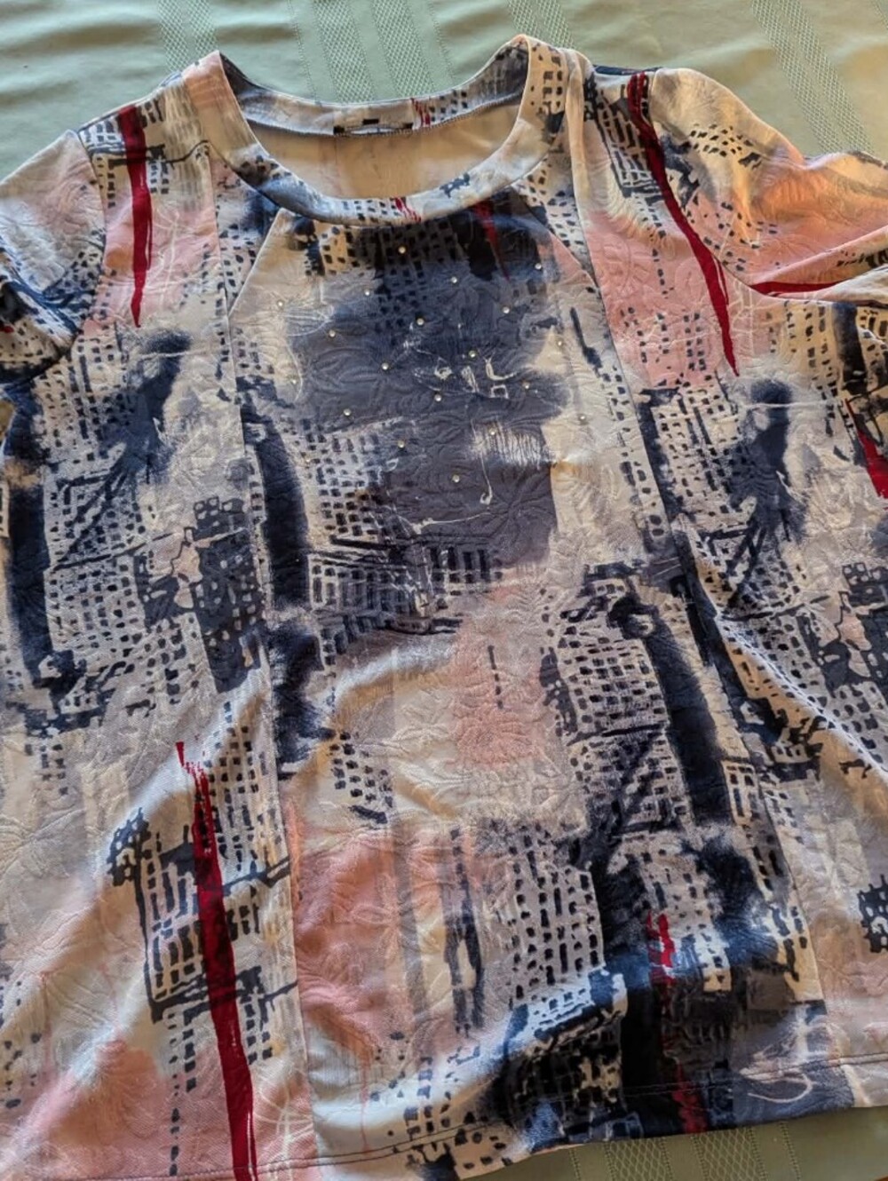 Claire France Abstract Print Women’s Top  - Pink & Navy 2xl
